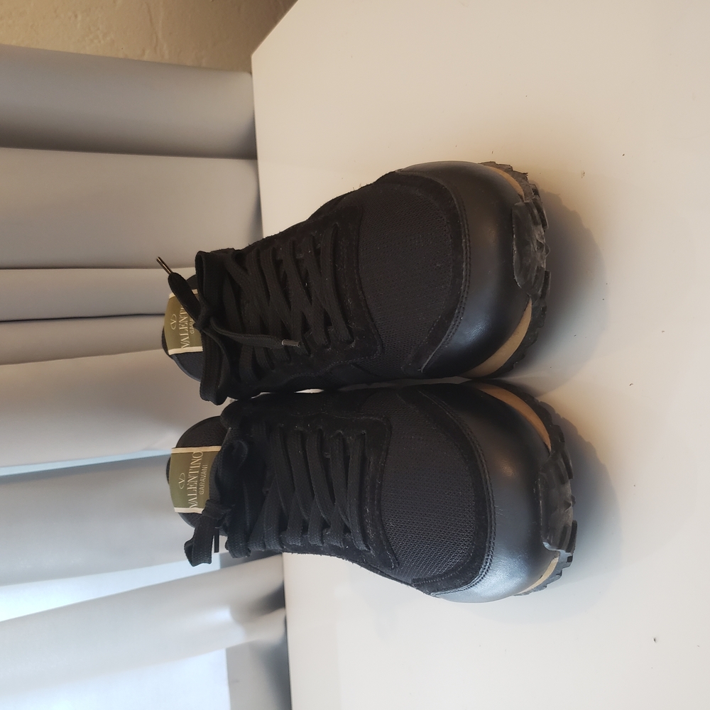 Valentino Garavani Black and Gray Sneakers with Lace-Up Closure